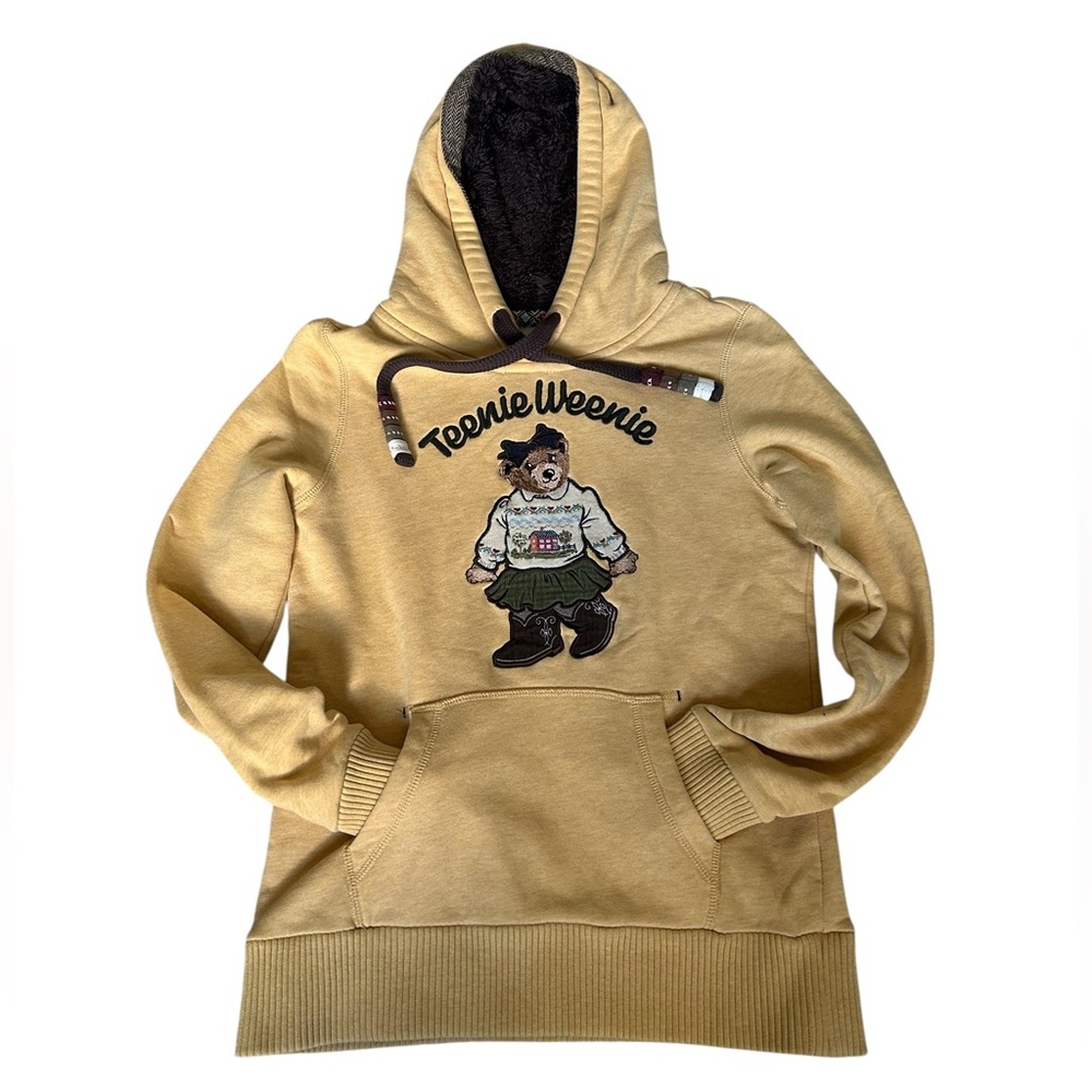Teenie Weenie Pale Yellow Bear Embroidered Hoodie - Cotton - Medium